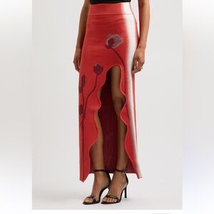 Elegant PH 5 Red Floral Women's Skirt